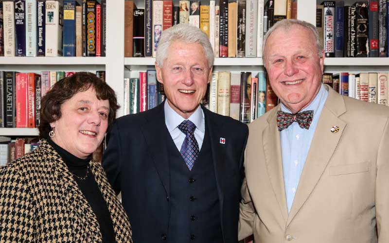 President Clinton with long-time supporters of the Center, Dr. Helen Daugherty, Professor of Sociology and the G. Thomas and Martha Meyers Yeager Chair in the Liberal Arts at SMCM and Thomas Daugherty, SMCM Trustee emeritus, SMCM class of 1965, and current member of the Board of Directors of the SMCM Foundation. Dr. Daugherty chaired the committee that was responsible for founding the Center in 1999 and she has served as its Advisor ever since. The Center thanks Helen and Tom for their support and annual donations to the Center.