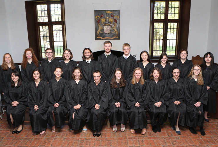 Row 1, l to r: Lydia Roca, Isabel Rickman, Sarah Jablon, Maria Duke, Rosemary Hammack, Hannah Lewis, Liza Moore, Madeline Mann, Rebecca Partan, Kira Westbrook. Row 2, l to r: Anna McClain, Elaine Bucknam, Alexandra Calambokidis, Helena Klassen, Ari Pluznik, Carson Fehner, Patrick Streifel, Clarissa Rous, Adeline Schlussel, Jenna Raleigh, Yingyi Zeng