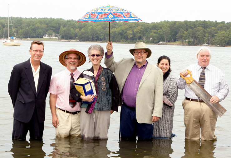 A photo of Joanne and the rest of the TFMS department. (L to R: David Ellsworth; Mark A. Rhoda; Joanne Klein, chair; Michael Ellis-Tolaydo, emeritus; Holly A. Blumner; David V. Groupé). Photo courtesy of smcm.edu