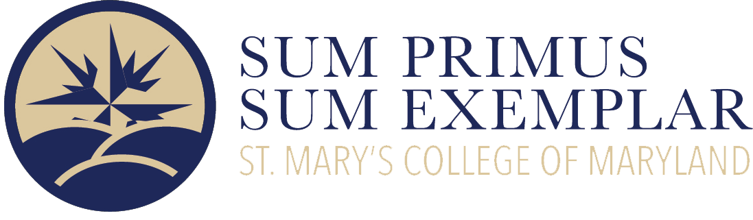 First Generation Logo that reads: "Sum primus. Sum exemplar, St. Mary's College of Maryland"