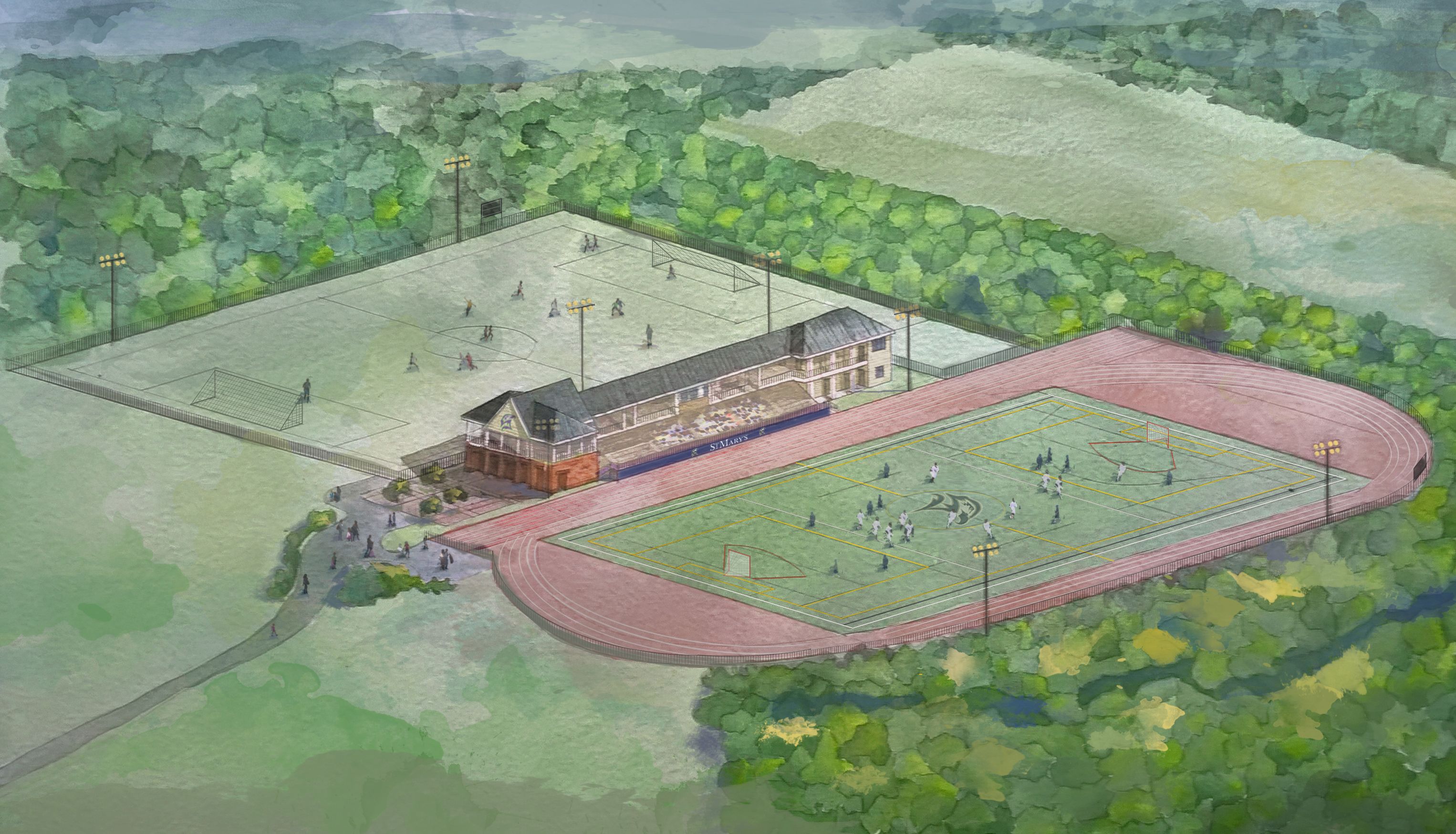 Rendering of Jamie L Roberts Stadium pictured
