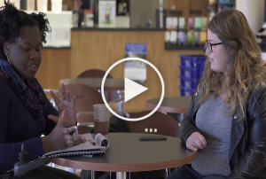image link of two students discussing academic life at St. Mary's College