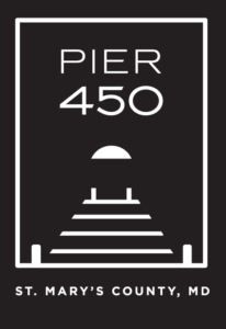 Logo for Pier 450 in St. Mary's County, MD, featuring a stylized pier leading to water with white text on a black background."