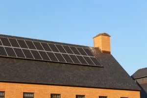 Solar panels on a roof.