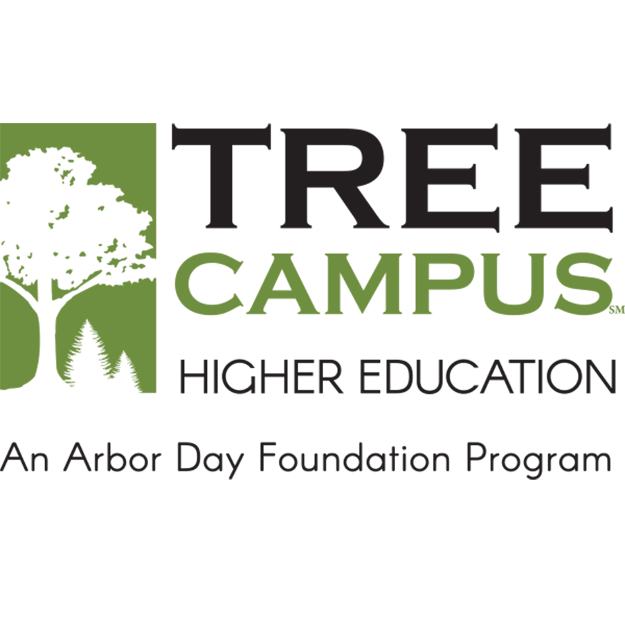 Tree Campus Higher Education logo featuring a tree graphic and the tagline "An Arbor Day Foundation Program.