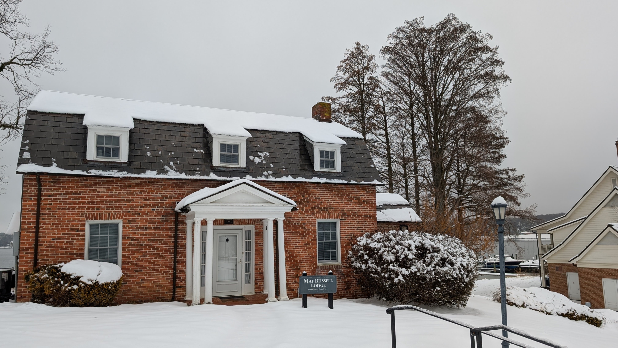 The May Russell Alumni Lodge in snowy winter