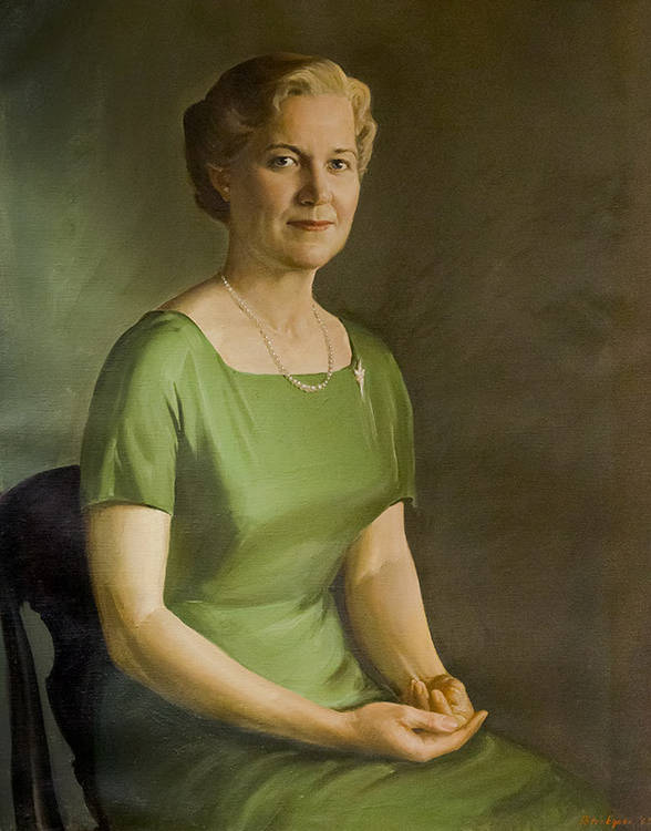 A painted portrait of SMCM President May Russell