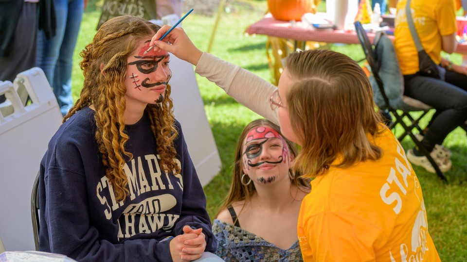 Face painting at the James P. Muldoon River Center Waterfront Fall Festival at Hawktoberfest at SMCM