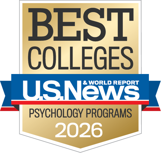 A gold and blue badge reads "Best Colleges U.S. News & World Report Psychology Programs 2026.