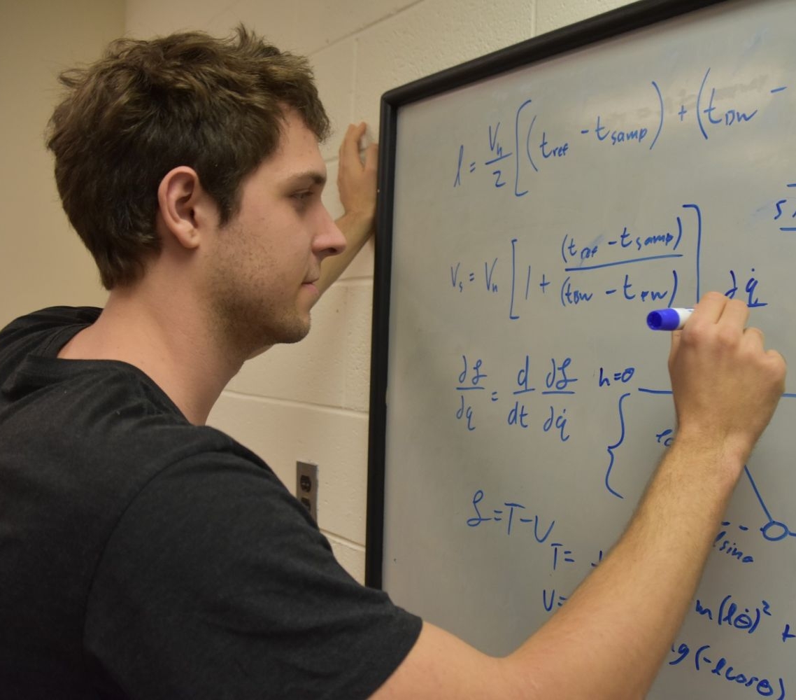 32534173378_a406c69a37_o A person writes mathematical equations on a whiteboard with a blue marker in a classroom or office setting.