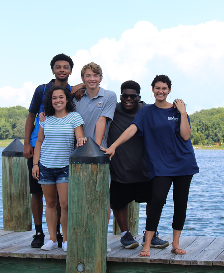 Students on the dock