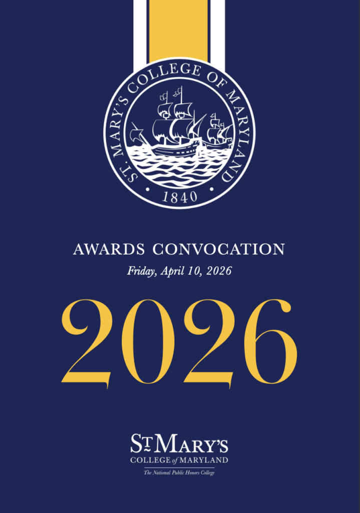 St. Mary’s College of Maryland 2026 Awards Convocation event poster featuring the college seal, awards details, and date: Friday, April 10, 2026.