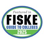 FiskeFeature_2 Logo of "Fiske Guide to Colleges 2025," featuring text in a blue and green oval, indicating the guide's inclusion.