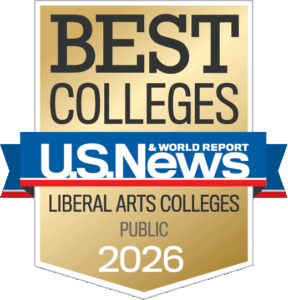 A gold badge reading "Best Colleges U.S. News & World Report Liberal Arts Colleges Public 2026.