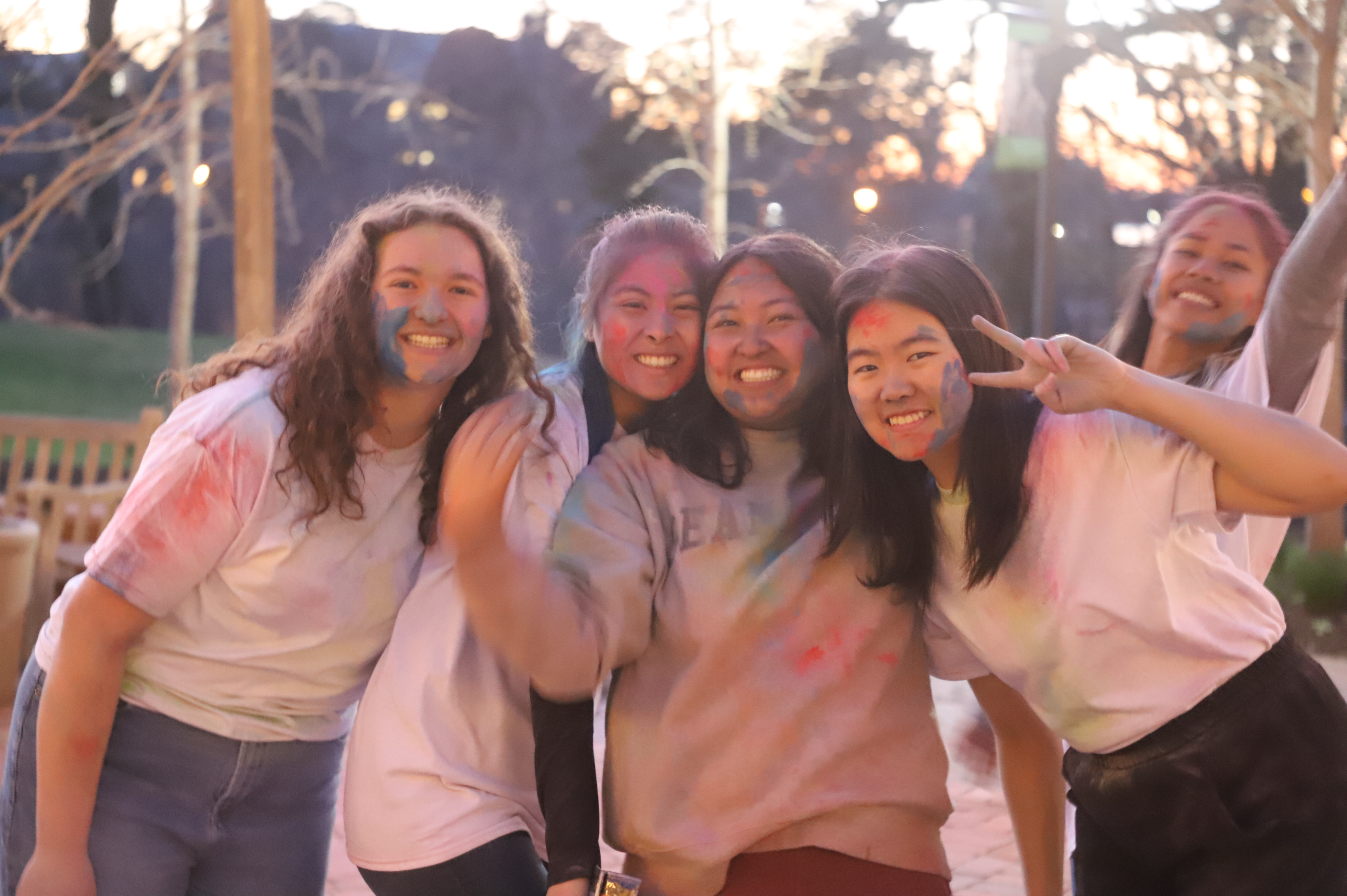A group of friends celebrating Holi