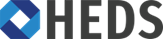 A Logo with the letters HEDS and a geometric blue diamond.