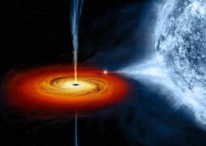 A black hole pulls matter from the star beside it in this artist's image. Credits: NASA/CXC/M.Weiss
