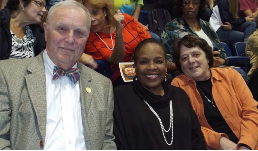 Betty Currie is flanked by G. Thomas Daugherty, member of the Board of Directors of St. Mary’s College of Maryland Foundation and Helen Ginn Daugherty, Professor of Sociology at SMCM and Co-Director of the Economic Inequality Program of the Center for the Study of Democracy.