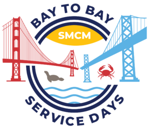 A red and blue bridge logo that says, SMCM Bay to Bay Service Days