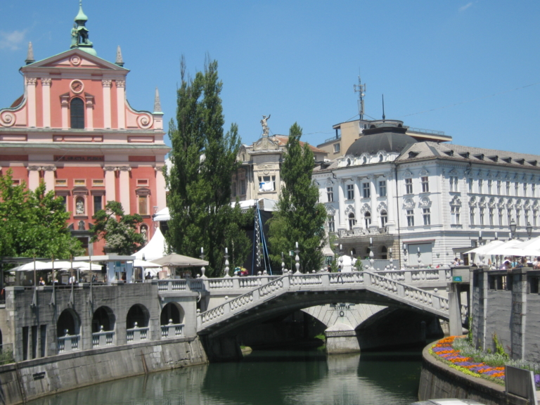 University of Ljubljana, Slovenia - city bridge over river
