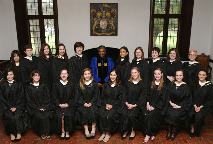 Row one (l to r): Jessica Rose, Sabryna Latuff, Erin Harvey, Irene Baumler, Julia Maas, Melissa Bowman, Karen Danielson, Rachel Peele, Cara Machlin. Row two (l to r): Jiaxia Xu, Philipa Friedman, Lindsay Hollingsworth, Leah Keller, Nathan Wong, President Tuajuanda Jordan, Nadine Postolache, Lindsey Leitera, Rachel Buxton, Carolyn LaRocco, Willow Smith. Missing: Haoyu Chen.