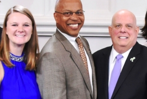 Erin Chase with Lt. Governor Boyd Rutherford and Governor Larry Hogan