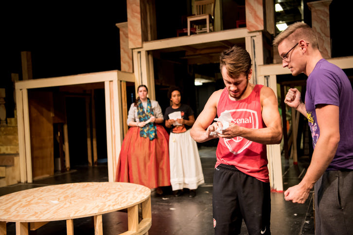Left to right: Kelsey Hancock as the Countess Rosine, Miranda Hall as Suzanne, Ryan Rhoades as Count Almaviva, Alexander Rhoades as Figaro.