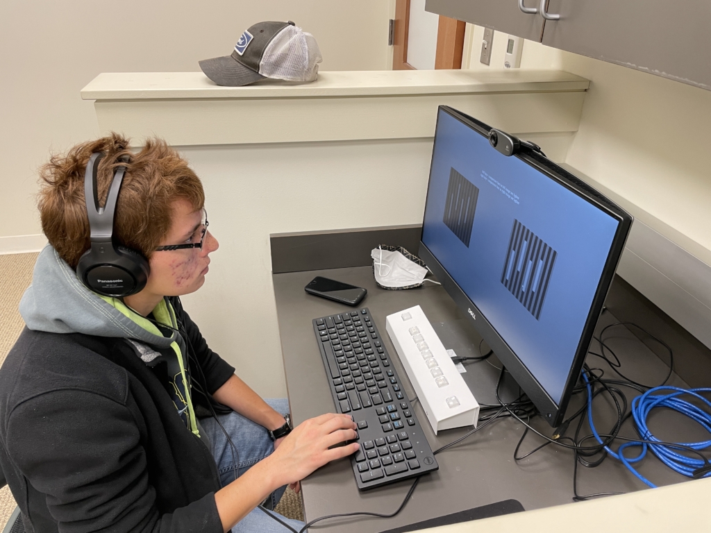 student doing research study