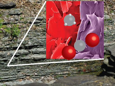 Image of shale with an inset of microscopic elements