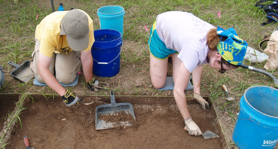 Researcher at at archeological site