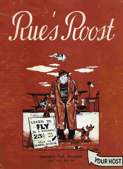 The Roost Menu, front cover. St. Mary's College of Maryland Archives.
