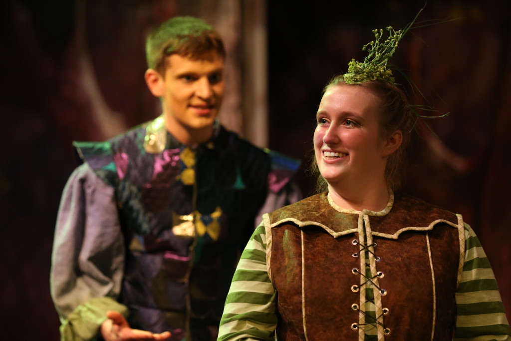 Two students enacting a scene from a stage play