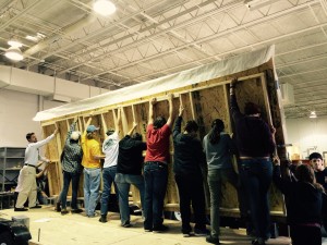 raising the tiny house wall