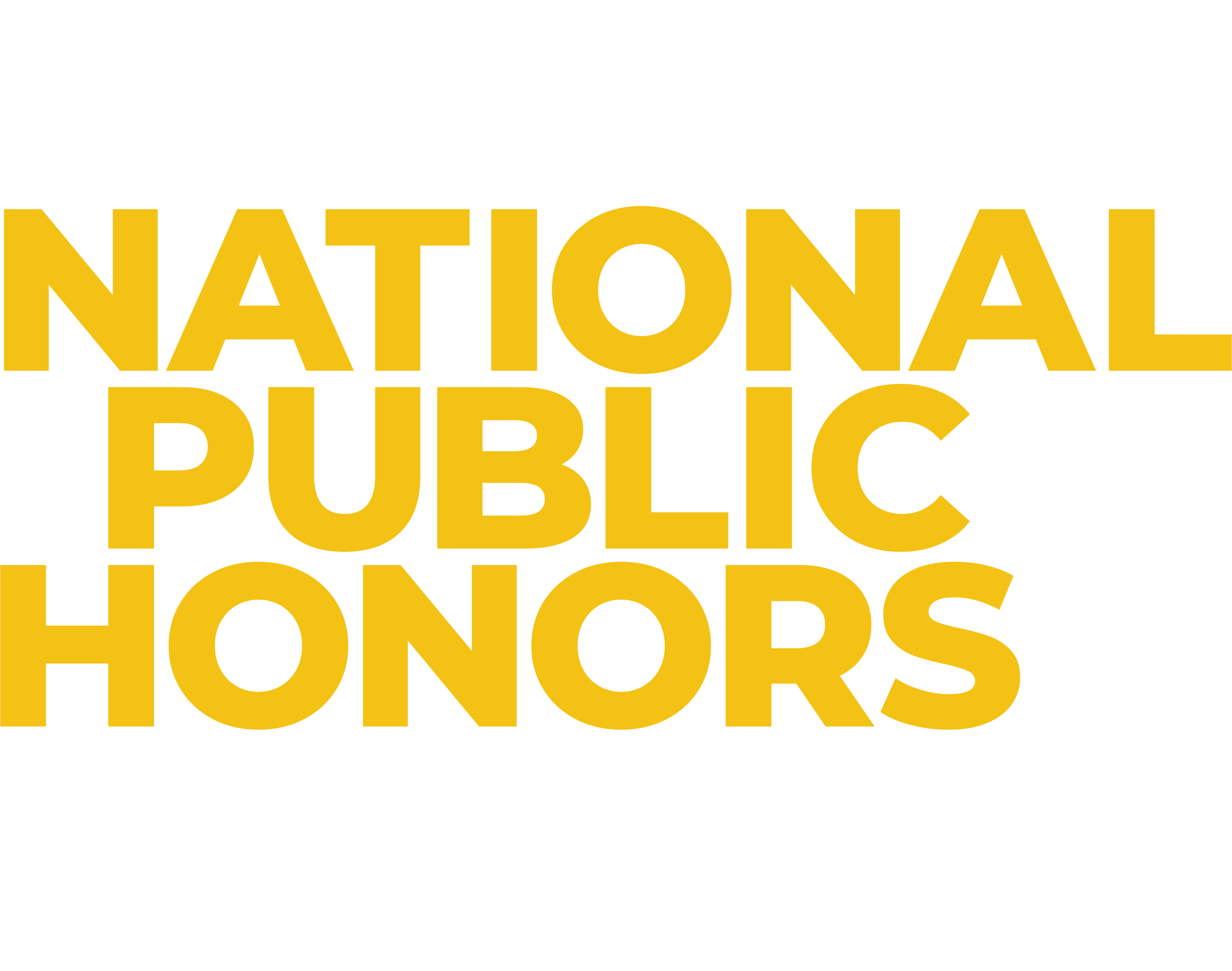 Mixed font, gold and white logo stating: The National Public Honors College