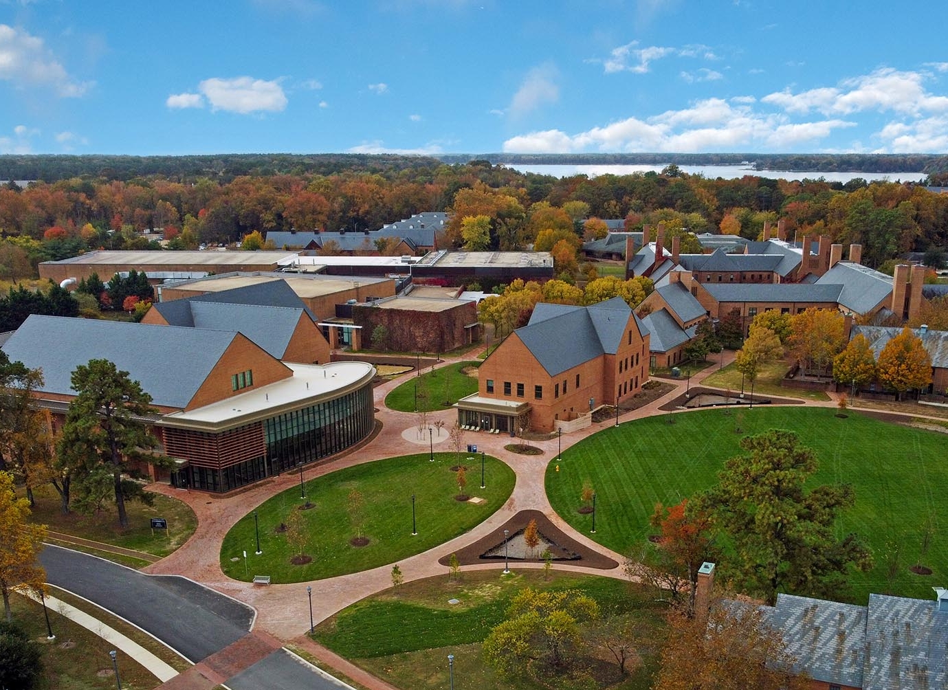Aerial shot of the Norton T & Nancy R Dodge Performing Art Center