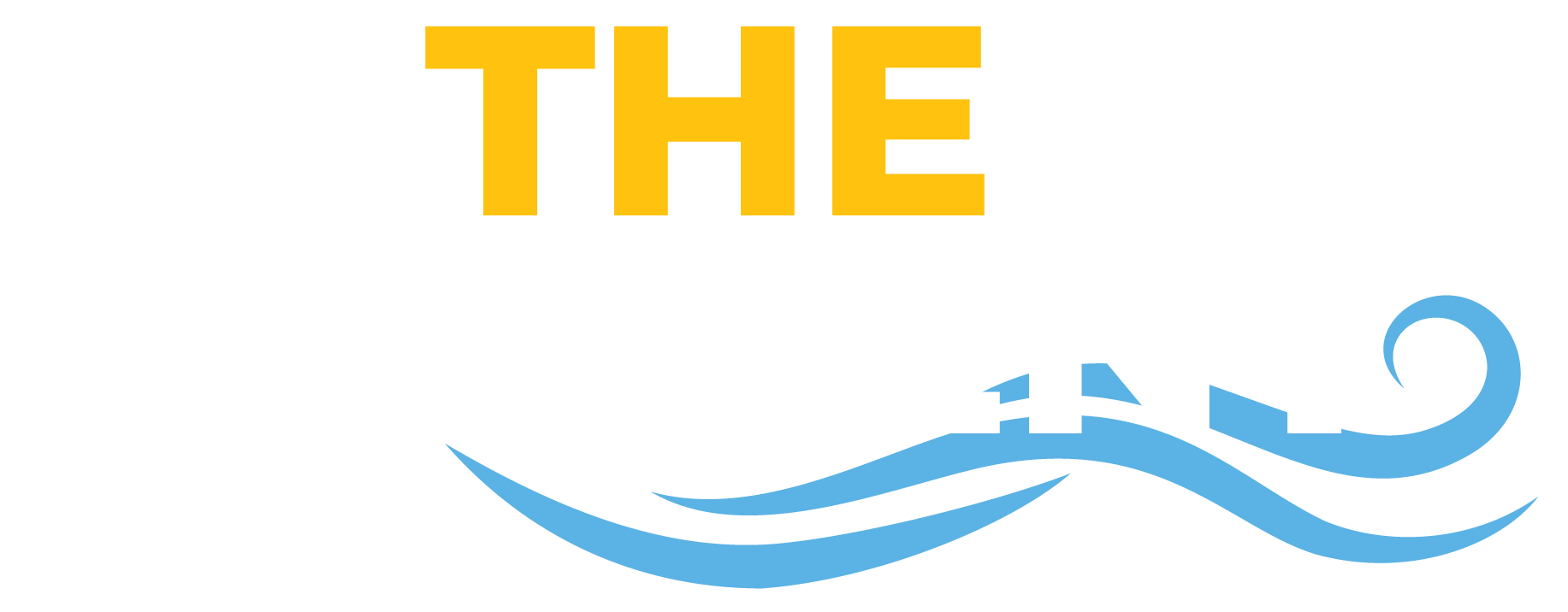 Gold and White "The Current" text with a wave symbol