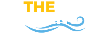 Gold and White "The Current" text with a wave symbol